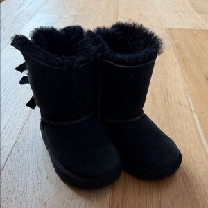UGG Black Boots with Fur and Bows